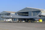 O Boeing B-1B Lancer prefixo AF 86132 ficava na Flight Line, destinada s aeronaves que se apresentariam em vo - Foto: Equipe SPOTTER